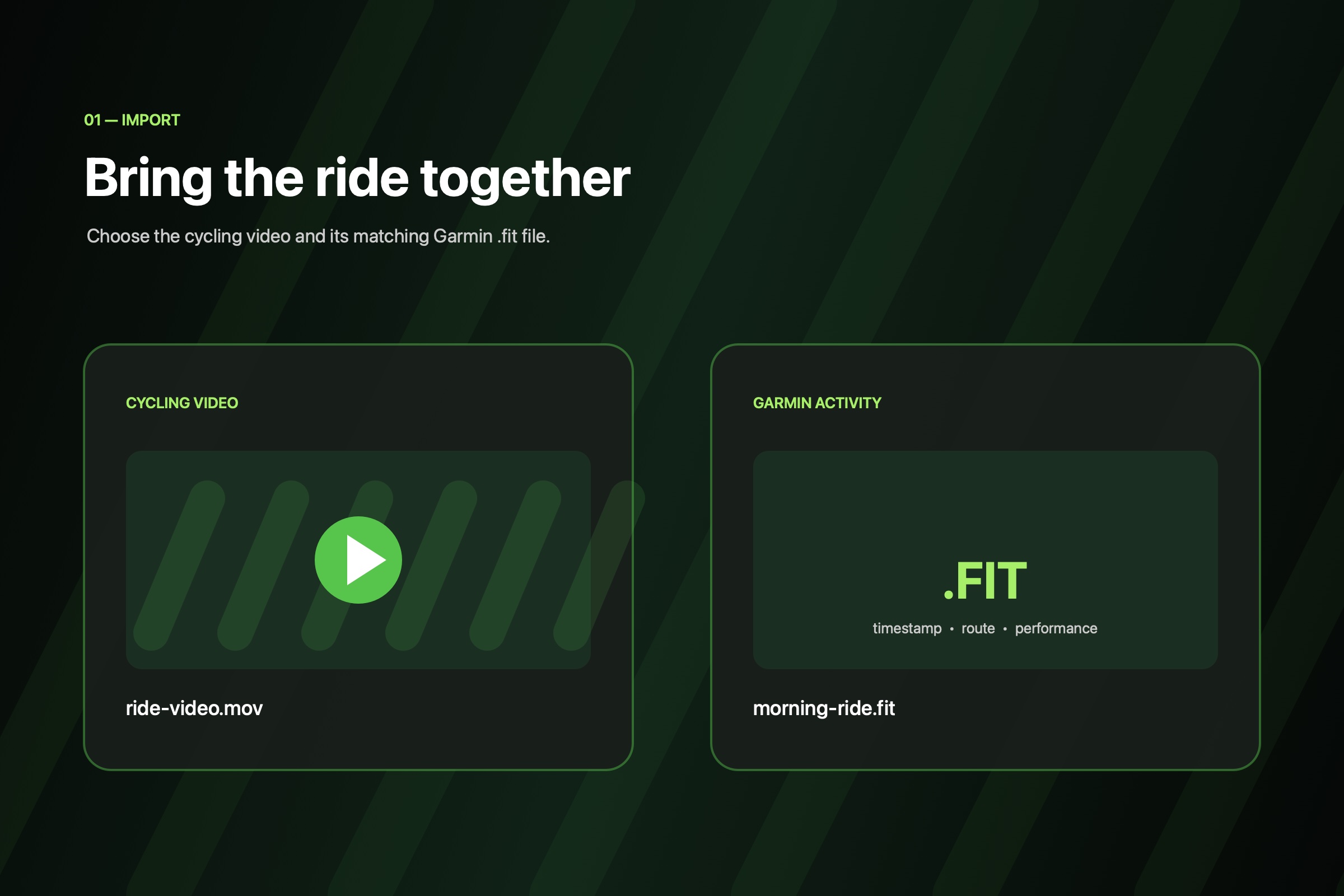 Pedvora video and Garmin FIT file import